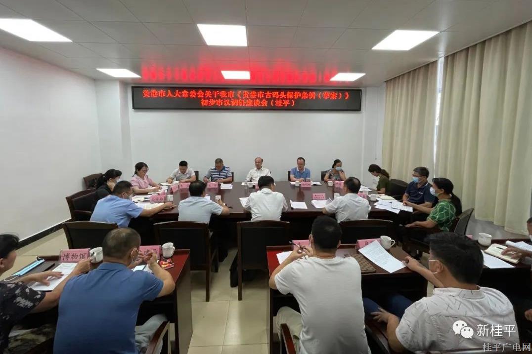 貴港市人大常委會(huì)調(diào)研組到我市對(duì)《貴港市古碼頭保護(hù)條例（草案）》進(jìn)行初步審議調(diào)研工作